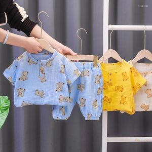 Kledingsets Fashion Baby Boys Cotton Clust Summer Ademende peuter Tweedelige set Set Short Sleeve fatsoenlijk T-shirt pak kinderen kostuum