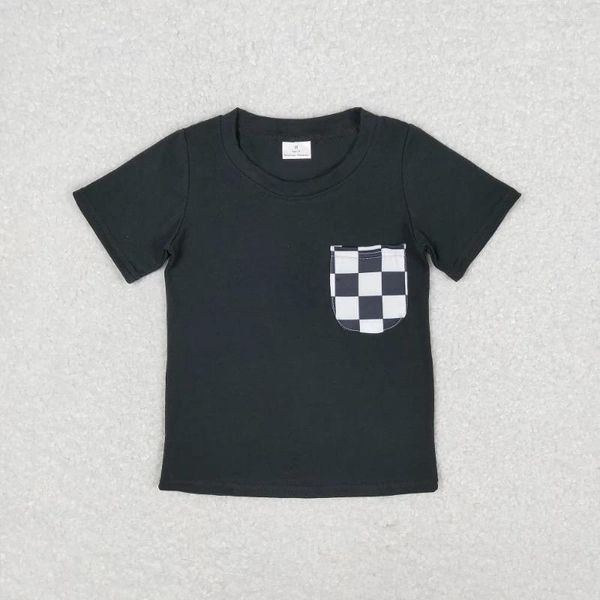 Conjuntos de ropa Fashion Baby Baby Boys Summer en blanco y negro Pocket de bolsillo corto Top boutique boutique para niños polo camisa