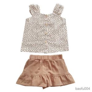 Conjuntos de ropa Moda para bebés Conjuntos de ropa para niñas Algodón Niños pequeños lindos Sin mangas Trajes de 2 piezas Verano R230718
