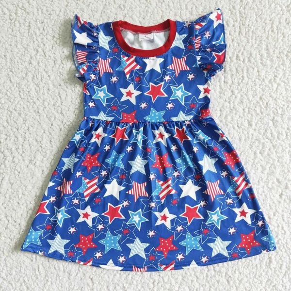 Vêtements Ensembles mode bébé filles bleu foncé étoile jupe courte en gros Boutique Enfants Robe robe Discing RTS