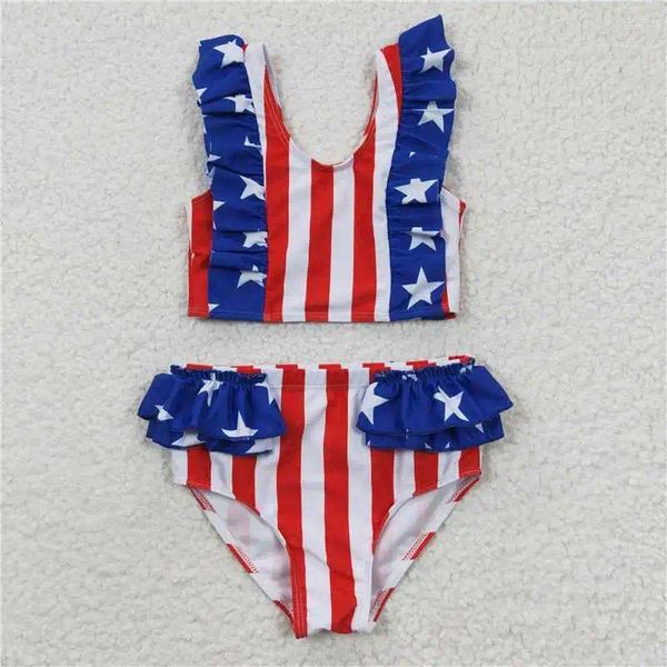 Vêtements Fashion Baby Girls Girls National Day Stars and Stripes Lace LaceSusuitwholesale Boutique Enfants Clothes Beach Western Styles