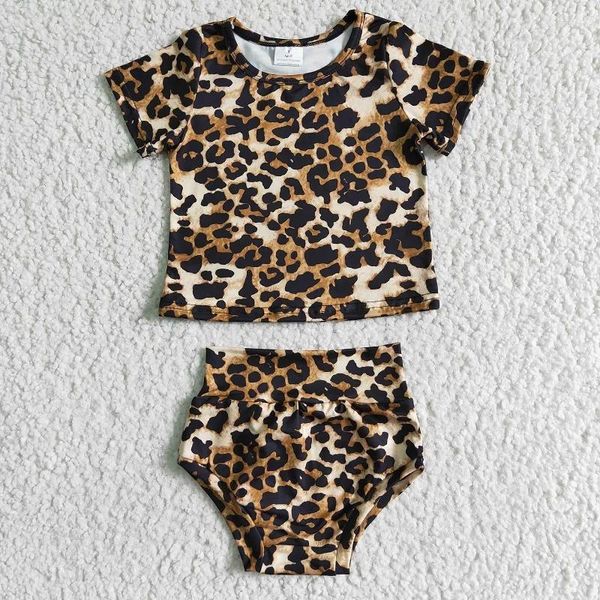 Vêtements Ensembles mode bébé filles courtes léopard imprimées et string set en gros boutique enfants vêtements rts