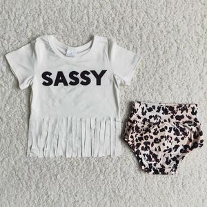 Ensembles de vêtements Fashion Baby Girls Pildel à manches courtes Leopard Print String Set Wholesale Boutique Children Clothes RTS