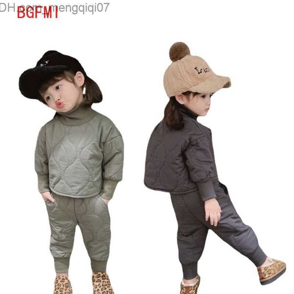 Conjuntos de ropa Conjunto grueso de moda para niños Invierno Bebé niña Niños Abrigo cálido + Pantalones Conjunto Conjunto informal gris para niños 0-5 años Ropa de otoño para niños Z230717