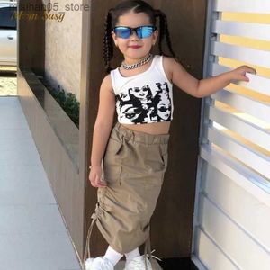 Ensembles de vêtements Fashion Girl Coton Bargo jupe Tshirt à manches longues pour bébé