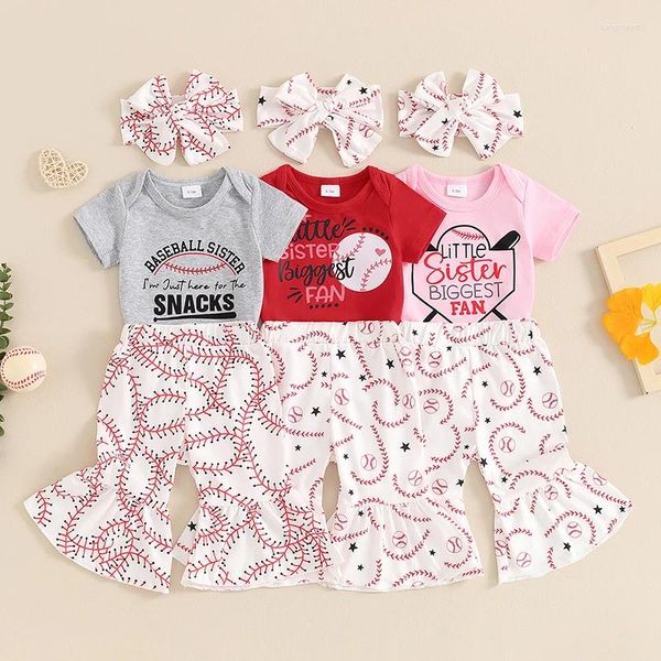 Vêtements Ensembles de mode pour enfants bébé filles Lettre de baseball d'été