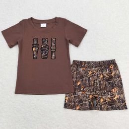 Vêtements Ensembles de mode Kids Designer Vêtements Boys Brown Camo Duck Call Shirt Short Top Shorts Summer Baby Boutique tenues