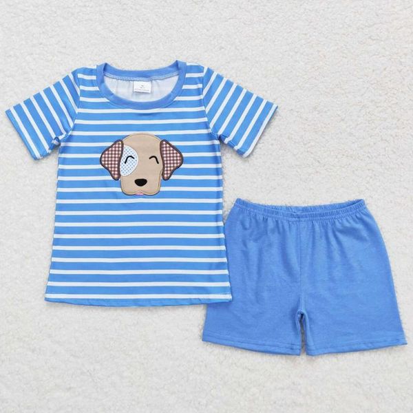 Vêtements Ensembles de mode Kids Designer Vêtements Boys Blue Stripes Tee-Shirts pour chiens Shorts Summer Baby Brodey Tenues