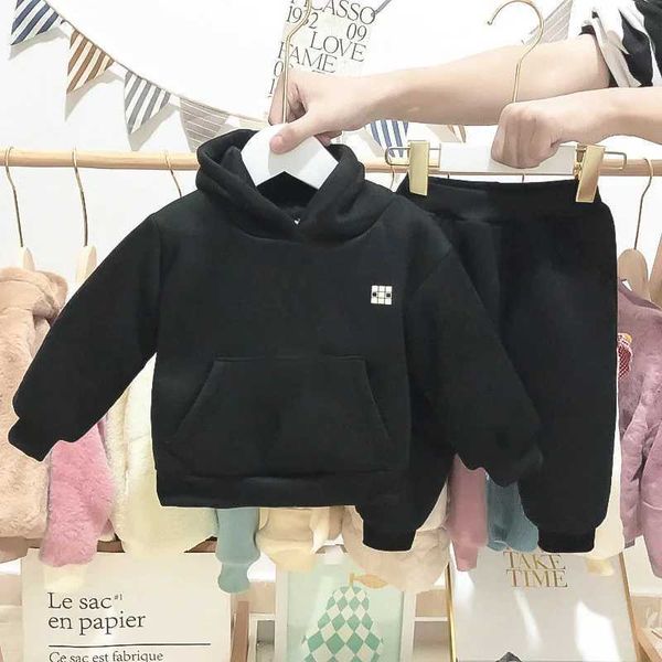 Ensembles de vêtements Mode nouveau-né bébé fille garçon vêtements ensemble sweat à capuche et pantalon 2 pièces doublure polaire chaude bebe costume à capuche ensemble de vêtements d'hiver 0-3 ans