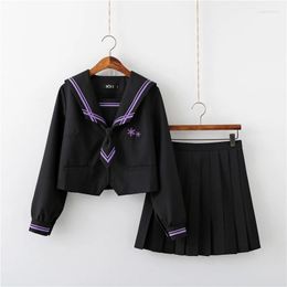 Conjuntos de ropa de moda JK uniforme copo de nieve bordado escuela marinero trajes COS desgaste mujeres Lolita coro uniformes