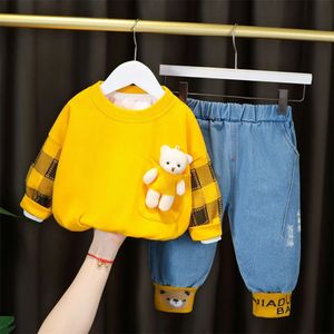 Ensembles de vêtements Ensemble de vêtements pour enfants à la mode printemps/été pour garçons et filles d'âge préscolaire haut décontracté pour enfants jean 2 pièces ensemble de vêtements pour bébés garçons 231114