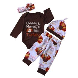 Kledingsets Snel casual 0-18m Baby Boy Girl Deset Thanksgiving Cotton Romper Pants Holiday Outfits