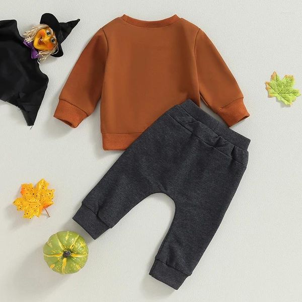 Conjuntos de ropa Fepege Niño Bebé Niño Traje de Halloween Manga larga Calabaza Sudadera Pantalones Conjunto Lindo Otoño Invierno Ropa