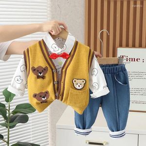 Kledingsets Eerste Verjaardag Kinderen Merk Herfst Baby Boy Kleding 1 Tot 2 Jaar Cartoon Vest Vest Witte Shirts Broek jongens Outfit Set