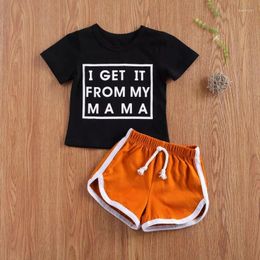 Conjuntos de ropa Venta flash Flash Infant y niños Camisetas de manga corta con letras cortos estiramientos de moda urbana de 2 piezas Summer