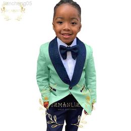 Conjuntos de ropa Niños de flores Nuevo diseño Traje de fiesta de bodas Chaqueta verde menta Vestido de fiesta formal Trajes de esmoquin para niños Rendimiento para niños Come W0222