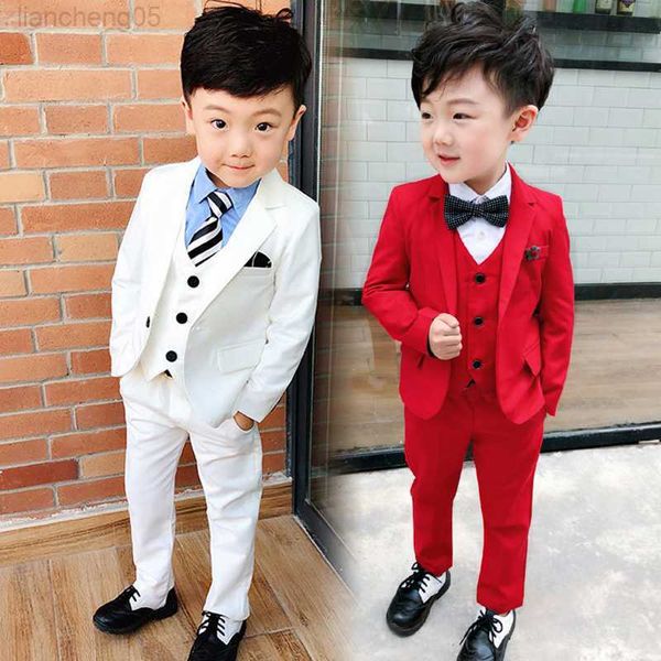 Conjuntos de ropa Niños de flores Traje de boda Niños Blazer formal Chaqueta Chaleco Pantalones Bowtie 4PCS Conjunto de ropa Niños Performance Dance Party Come W0222