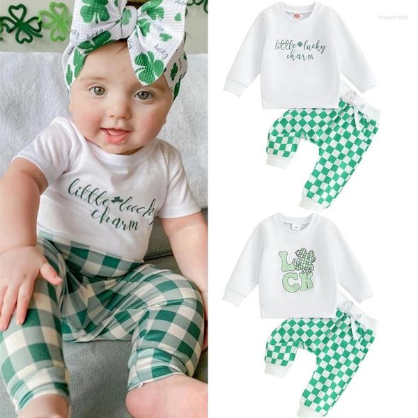 Ensembles de vêtements Focusnorm 0-3y Automne Baby Boys Festival Vêtements 2pcs LETTRE CLOVER IMPRESS