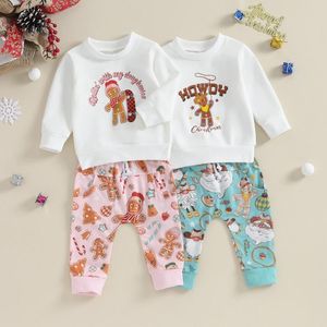 Ensembles de vêtements Focusnorm 0-4y Toddler Baby Girls Boys Boys Christmas Vêtements 2pcs Lettre imprime