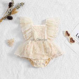 Ensembles de vêtements FOCUSNORM 018M Infant Baby Girl Princess Romper Fly Sleeve Square Neck Floral Broderie Mesh Lace Jumpsuits J230630