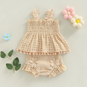 Ensembles de vêtements pour filles bébé vêtements en mousseline né articles d'été groupes hauts et shorts enfants enfants costume 230522