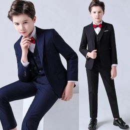 Ensemble de vêtements de vêtements formels garçons combinaison fleur printemps automne enfant de mariage de mariage costume de performance enfant blazer gilet pantalon de vêtements