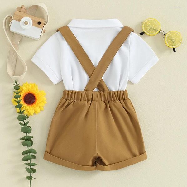 Conjuntos de ropa Caballero formal Baby Boy Starts Shorts atuendo de manga corta Botón de la camisa Bowtie Romper y set