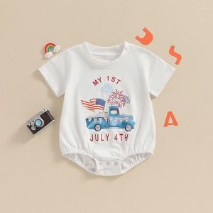 Vêtements sets du 4 juillet Baby Boy Girl Girl Born 4th Short à manches Shirt American Flag Vêtements