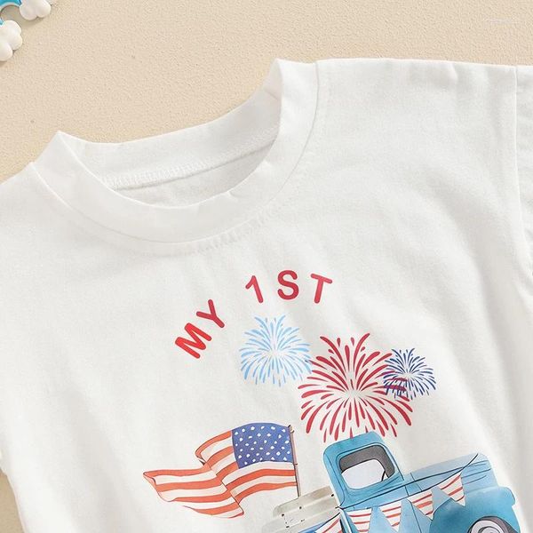 Vêtements sets du 4 juillet Baby Boy Girl Girl Born 4th Short à manches Shirt American Flag Vêtements