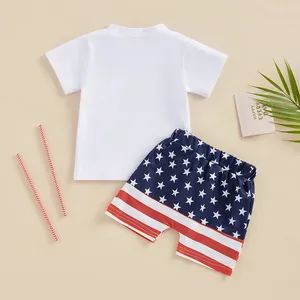 Ensembles de vêtements Fourth of July Juillet USA Vêtements à manches courtes Lettre de t-shirt imprimé Short Set Baby Boy 4e tenue
