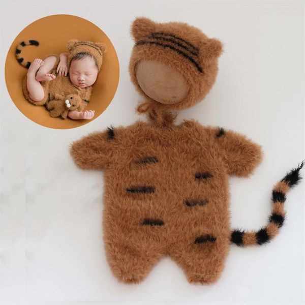 Conjuntos de ropa Peleles de tigre peludo, mono con patas de animales, sombrero, cola, 3 uds., pelo de visón, accesorios de disfraces para niño y niña