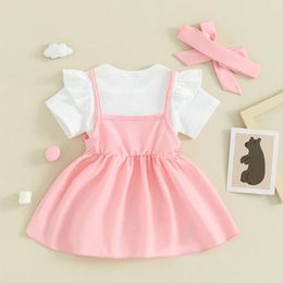 Sets de ropa Geagodelia Baby Girls 3 PCS Spring Summer Outfits Switle Manga Romper Bear Start Skirt Tandada de diadema Nacido