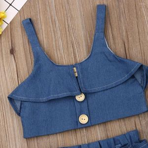 Ensembles de vêtements fille vêtements 2 pièces enfant en bas âge enfants filles Denim bleu sangle hauts Shorts/jupe tenues ensemble