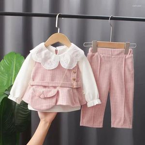 Vêtements Ensembles Girl Fall Costume Little 2024 Fashion Casual Casual Three-Piece Baby Western Style Woman