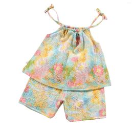 Ensembles de vêtements Summer 2 pièces de Girl Tenues Softs Textures Shorts et hauts de plage pour les achats de rencontres quotidiennes