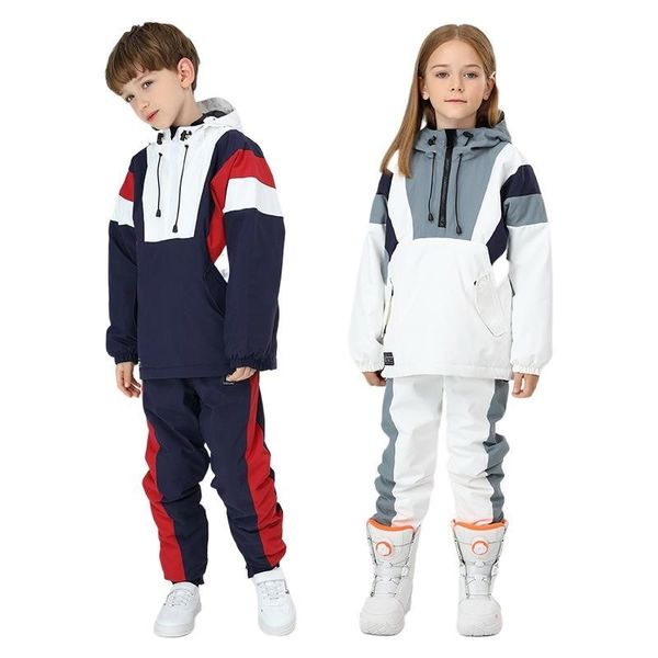 Ensembles de vêtements Veste de ski fille et pantalon hiver costume de ski chaud coupe-vent en plein air enfants ensemble enfants neige pour garçons filles 230829