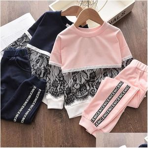 Ensembles de vêtements fille printemps vêtements d'extérieur enfants bébé sport décontracté enfant en bas âge survêtement 2pcs petites filles costumes de jogging sweat-shirt enfant 2-9 ans Dh1Kw