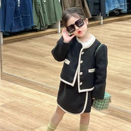 Ensembles de vêtements fille Tweed Boutique pour enfants 2 pièces tenues automne petites filles veste et jupes enfants élégant deux costumes