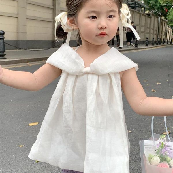 Ensembles de vêtements filles fronde chemise 2023 été enfants à la mode Style coréen vêtements d'extérieur bébé mode cloche-bas pantalon