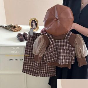 Ensembles de vêtements filles automne ensemble bébé fille mode trois pièces enfants Internet célébrité frit 231117 livraison directe enfants maternité Dh2Td