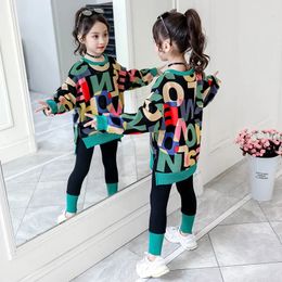 Kledingsets meisjeskleding herfst winter trui t-shirt hoodie stretch broek leggings peuter katoen tieners kind 8 9 10 11 12 jaar 231018