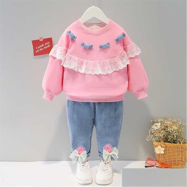 Ensembles de vêtements Vêtements pour filles Babi Automne Printemps Style de mode Coton Matériel Vêtements pour bébés 3 ans 2 enfants Costume 211104 Drop Del Dhrpk