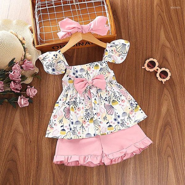 Ensembles de vêtements Vêtements pour filles Été 2023 Enfants Chemises sans manches Shorts 2pcs Costume de princesse pour bébé fille 3-7 ans Costume Enfants Tenues