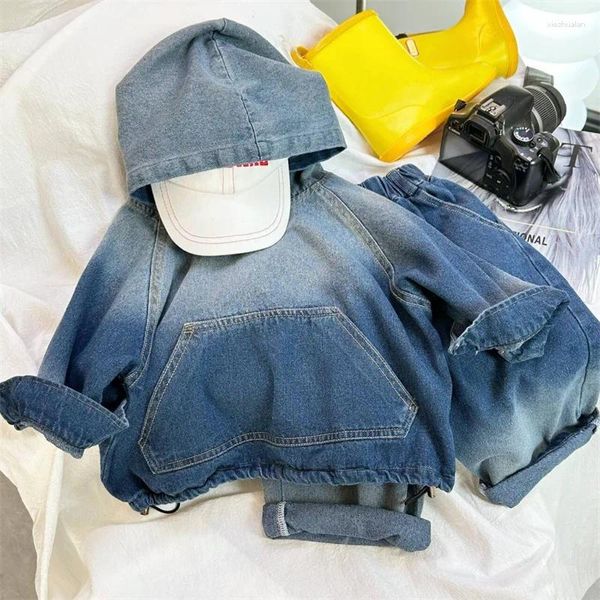 Conjuntos de ropa Pantalones de pelaje para niñas trajes para niños 2 piezas/set algodón 2024 lindo jean primavera otoño jogging traje adolescentes niños