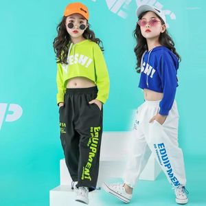 Kledingsets Girls Crop Hoodies Hip Hop Jogger Pant 2 PCS Set Kids Jazz Pullover Street Dance Outfit Child Sport Costumes Streetwear