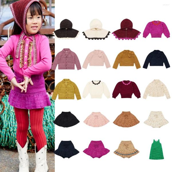 Vêtements Ensemble filles Ellie Pullover Boys Cardigan Sweater Knit Misha Puff Hooded Tops's Tops's Kids Winter Baby Clothes Girl's Jirt