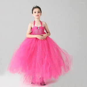 Conjuntos de ropa Vestido de novia de flores para niñas Espectáculo de paseo para niños Falda de pompón de malla Falda de princesaBallet Flamenco latino