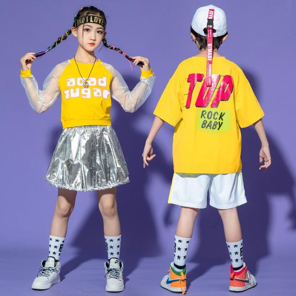 Conjuntos de ropa Trajes de baile de jazz para niñas Trajes de hip hop Rendimiento de porristas Vestido de baile callejero Traje para niños Ropa de escenario moderna