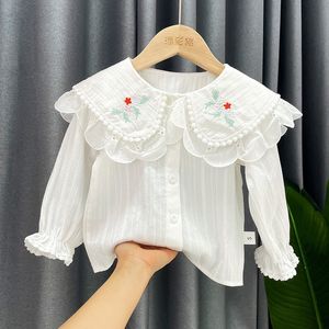 Ensembles de vêtements filles à manches longues blanc brodé bébé chemise enfant en bas âge fille automne enfants vêtements pour Blouse 230601