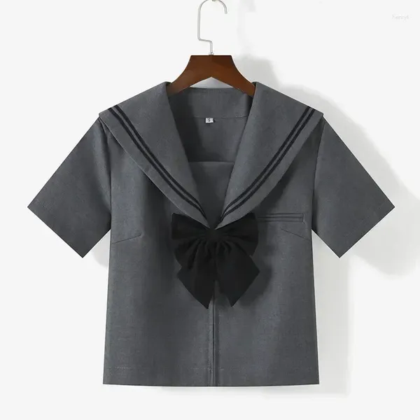 Ensembles de vêtements Girls School 2024 Pletined Sleeve Japonais Costume uniforme court / long Sarin d'automne Gray